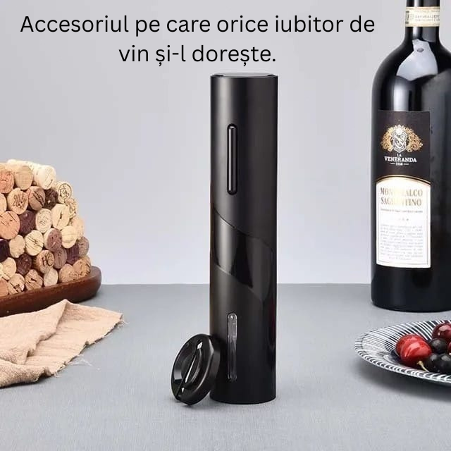 Deschizător Electric de Sticle de Vin cu Tăietor de Sigiliu – Set Automat din Oțel Inoxidabil cu Baterie Reîncărcabilă prin USB.
